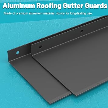 4 Pcs Gutter Valley Splash Guards, Aluminum Roofing Gutter Guard with Screws, Foldable Roof Rain Diverter for House Shingle Roofs Corner, Valley, or Straight, Black