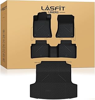LASFIT Floor Mats & Cargo Mat for Nissan Altima 2025 2024 2023 2022 2021 2020 2019, Custom Fit All Weather TPE Floor Liners for 2019-2025 Altima S/SL/SR/SV/Platinum Full Set Car Mats & Trunk Mat,Black