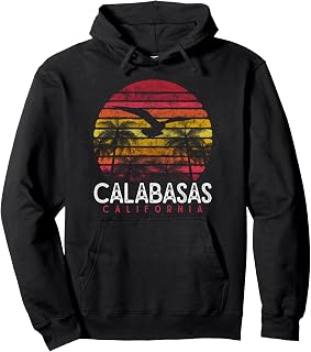 Calabasas California CA Beach Vintage 90s Retro 80s Sunset Pullover Hoodie