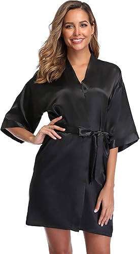 iFigure, Bata estilo kimono corto, albornoz, batas de novia sedosas, bata de baño
