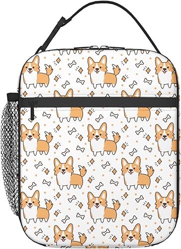 Bolsa de almuerzo reutilizable con diseño de Corgi para hombres y mujeres, lonchera portátil aislada a prueba de fugas, bolsa de mano para oficina,