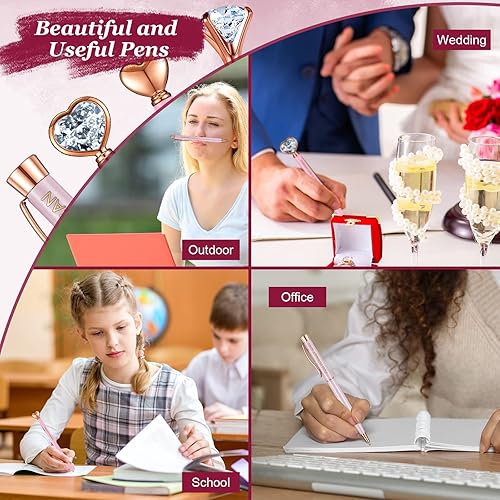 Miniatura 4 de Yeaqee Juego de 6 bolígrafos inspiradores de regalo, bonitos bolígrafos de metal con diamantes de cristal y citas motivacionales con caja de regalo