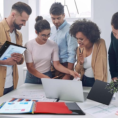 Miniatura 6 de 4 carpetas todo en uno recargables de 3 anillos de 2 pulgadas con 5 divisores de temas, bolsillo trasero de catálogo y carpeta de bolsillo móvil,