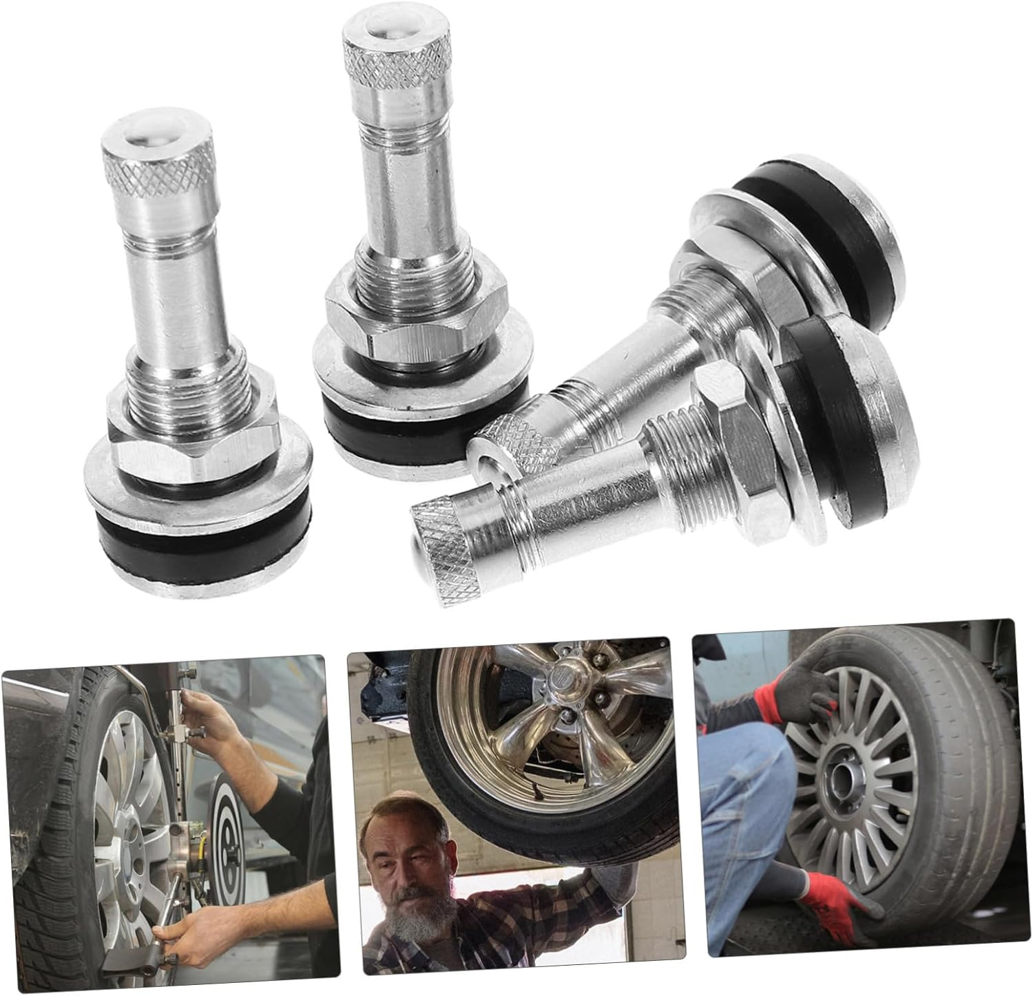 4pcs Car Tire Air Valve Caps Fit Tubeless Tire Valve Stem Replacement Kit