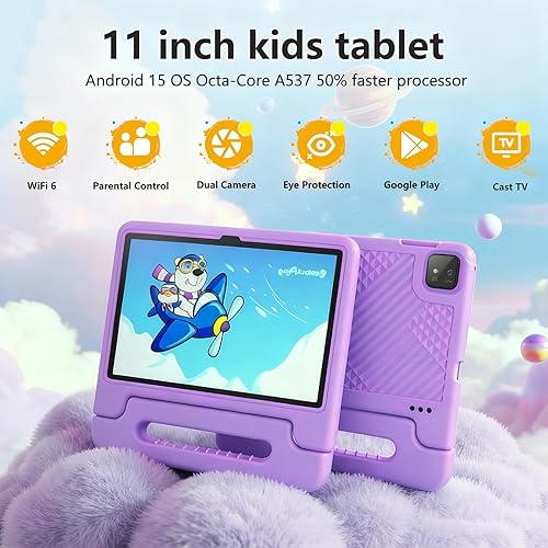 Miniatura 2 de NRKDUBQ Tablet infantil de 11 pulgadas Android 15 20GB + 128GB Octa-Core 8000mAh tableta Todder con funda a prueba de caídas, control parental, WiFi