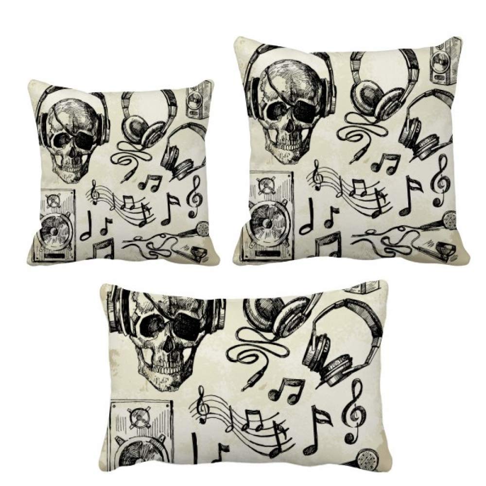 Housse de coussin avec motif tête de mort cadeau pour musicien