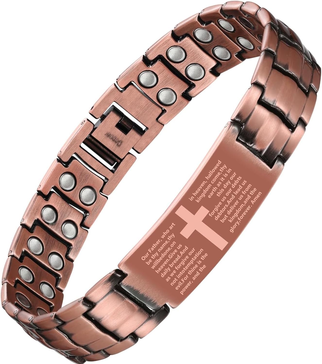Jeracol Copper Cross Bracelet for Men, Ultra Strength Magnetic Bracelets for Men - Adjustable Copper Jewelry with Sizing Tool & Gift Box