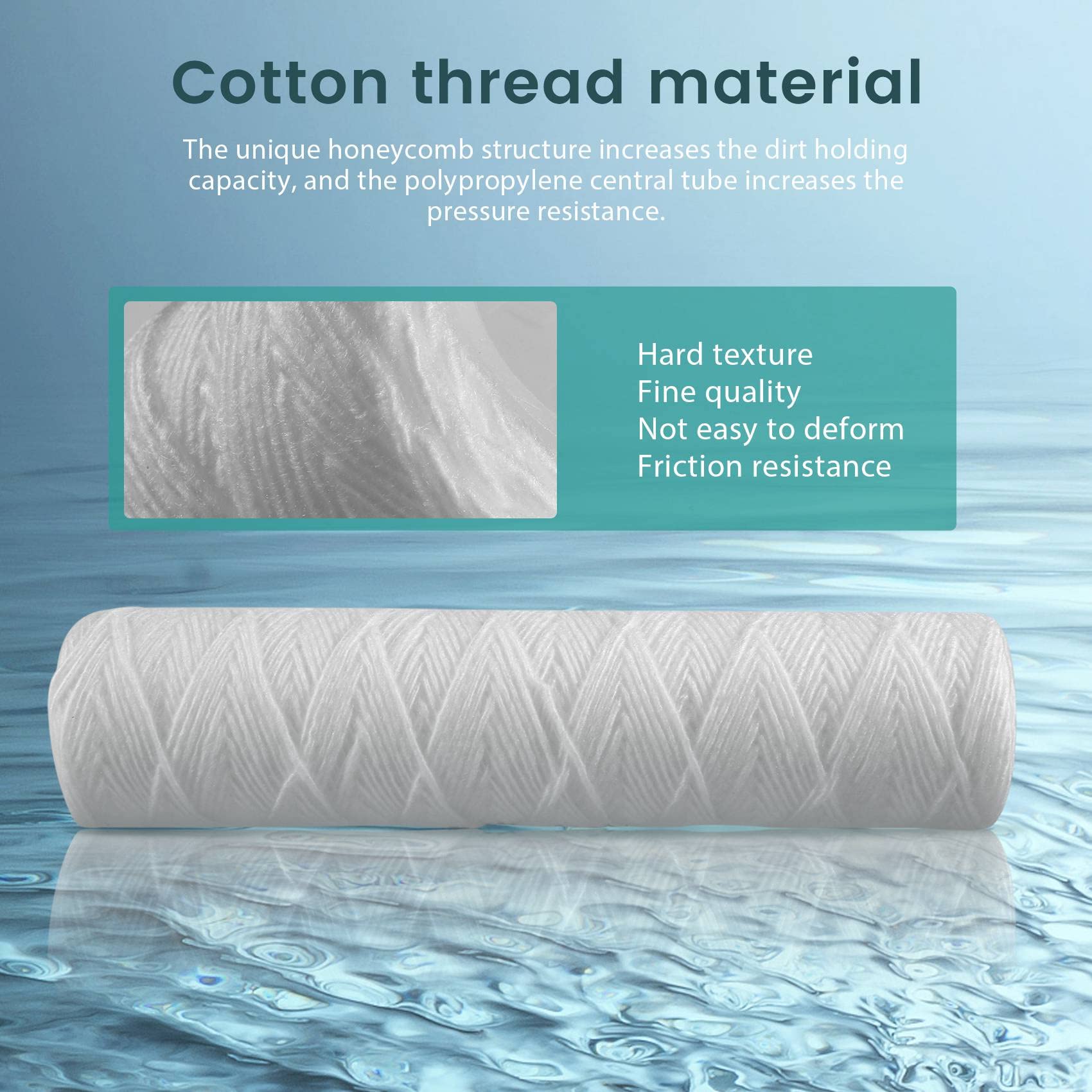Filtro de agua de sedimentos de cuerda de 10 micrómetros, paquete de 6, filtración de sedimentos para toda la casa, universal