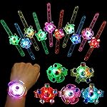 SCIONE 48 Pack LED Light Up Fidget Spinner Bracelets, Glow in The Dark Party Favors for Kids 4-8 8-12, Treasure Box Toys, Birthday Gifts, Carnival Prizes, Goodie Bags Stuffers for Kids