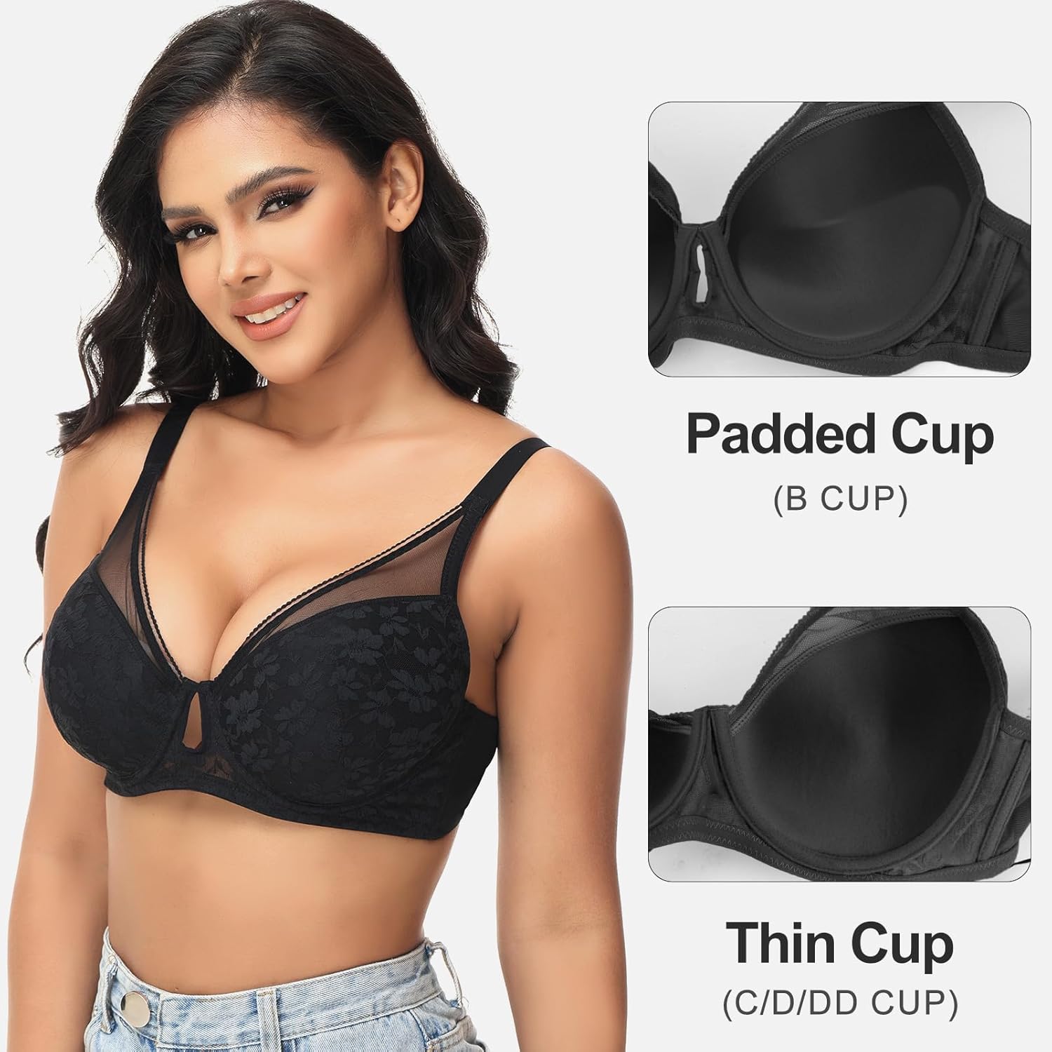 FallSweet Lace Push Up Bras for Women Underwire Padded Add one Cup Bra in Lace Sexy Brassiere - Image 4