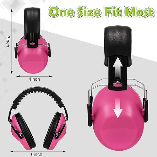 Miniatura 8 de Orejeras de protección auditiva para niños, 4 unidades, ajustables para reducción de ruido, 27NRR con cancelación de ruido (negro)