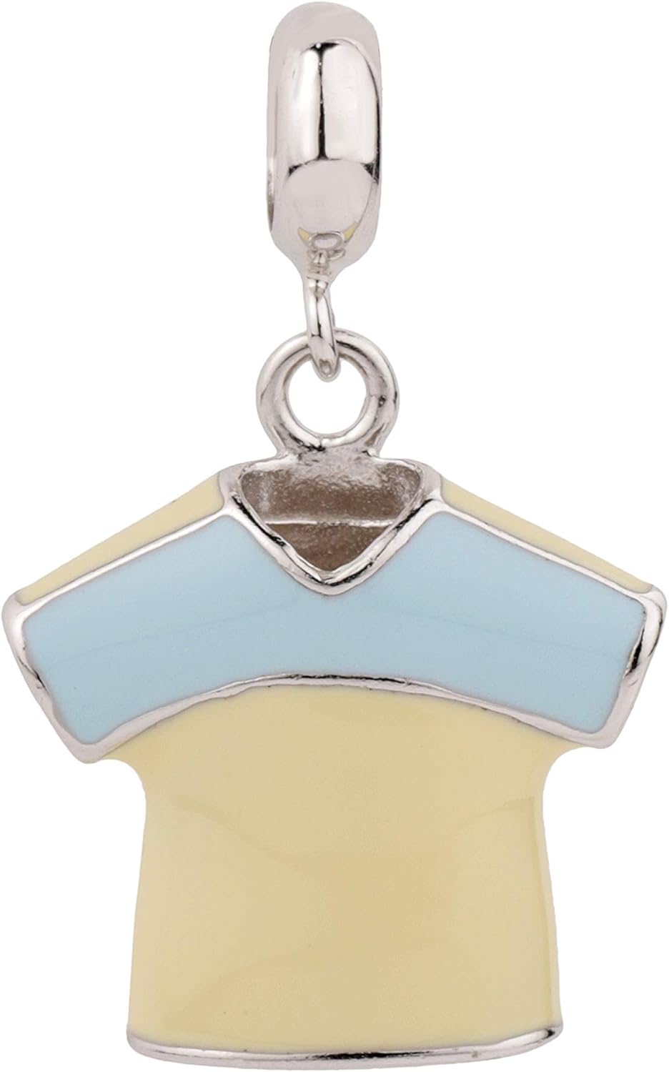 NirvanaIN T-Shirt Solid Silver Pendant, T-shirt Charm, T Shirt Enamel Pendant, Jewelry Supplies, Tops Charm, Gift for Christmas