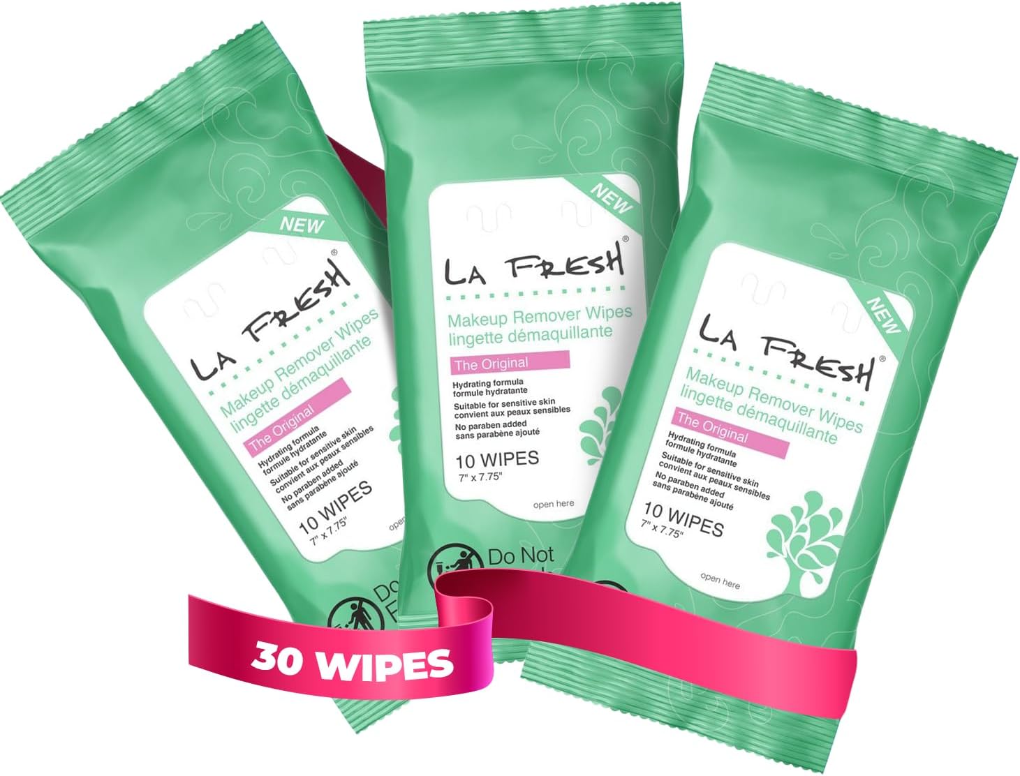 Makeup Remover Wipes with Vitamin E - For Face, Eyes, Lips - Face Wipes Travel Essentials Pack, of 3 10-count Pouches (30-count)