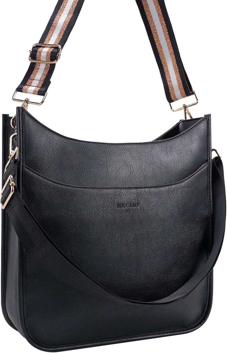 HKCLUF Crossbody Bag for Women Vegan Leather Hobo Handbags Guitar Strap Purse Shoulder Bucket Bag with 2PCS Adjustable Straps - Image 9