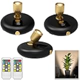 3Pack Battery Operated Indoor Plants SpotLight ,Tree Light Picture light with Remote,Dimmable Mini Led Accent Spotlight for Paintings with Timer,Wireless Uplight for Trees Plants Frame Gallery Closet