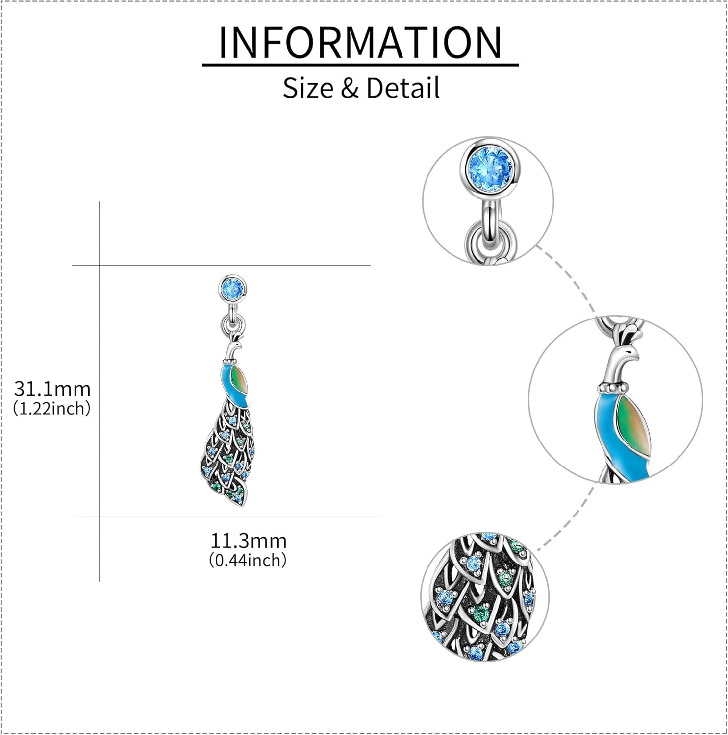 YAFEINI Peacock Earrings for Women S925 Sterling Silver Peacock Dangle Earrings Vintage Animal Jewelry Gifts For Women Peacock Lovers - Image 4