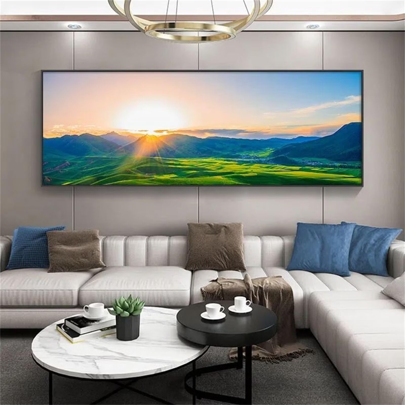 5D Diamond Painting Coucher de Soleil Grand Format pour Salon Lumineux