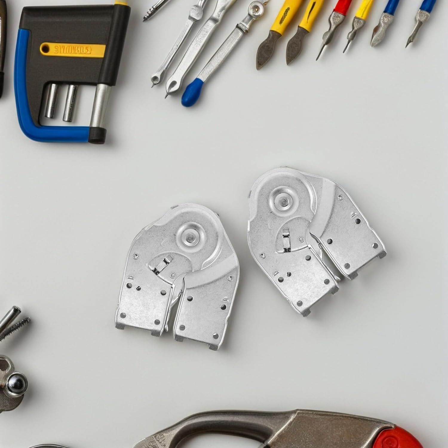 NUOBESTY 2 Pcs Heavy Duty Attic Ladder Hinge Replacement 60mm X 23mm Folding Step Ladder Joint Parts for Home Improvement and Stair Repair