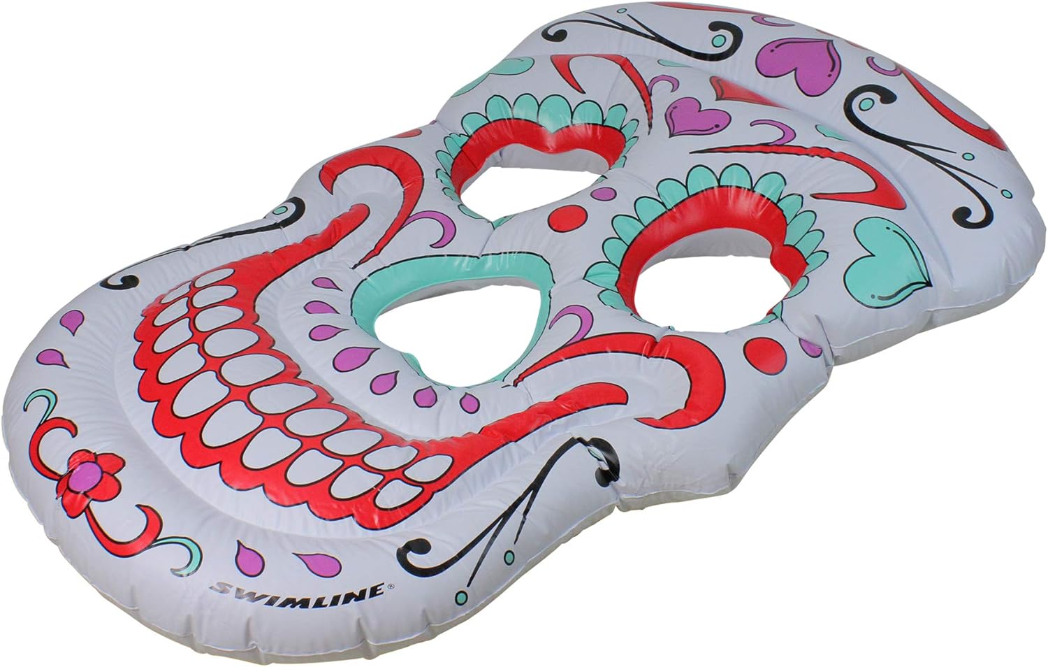 Inflatable Sugar Skull Swimming Pool Float - 62" - White and Pink