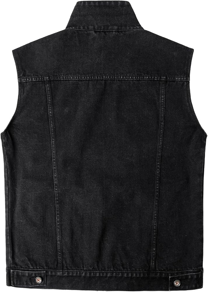 Harbrosrce Men's Denim Vest Gilet Casual Vintage Biker Sleeveless