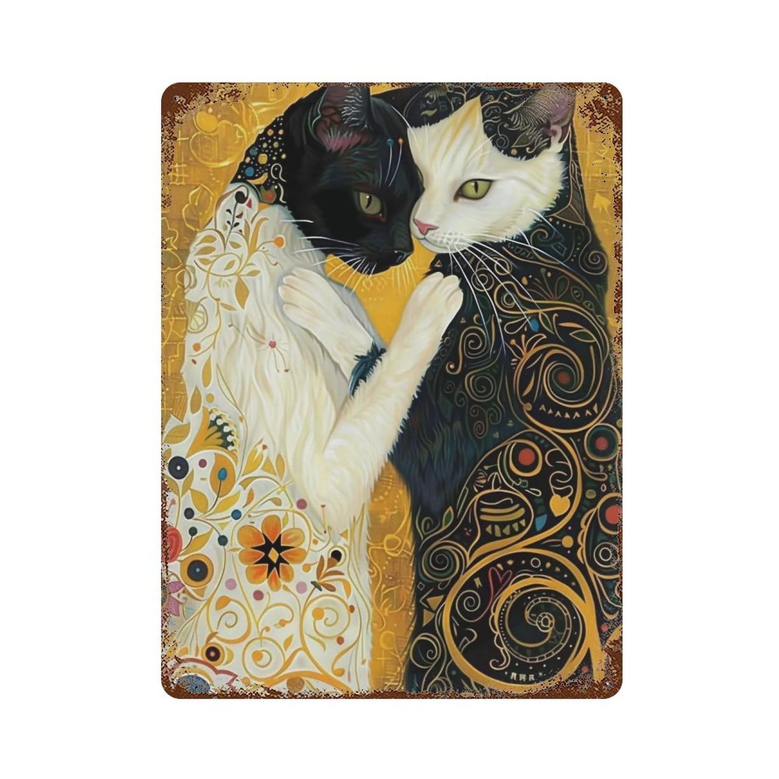 YHGERTKU The Cat's Kiss 01 Wall Art Retro Iron Vintage Metal Tin Sign Poster Modern Decor for Living Rooms Gift 40x30cm