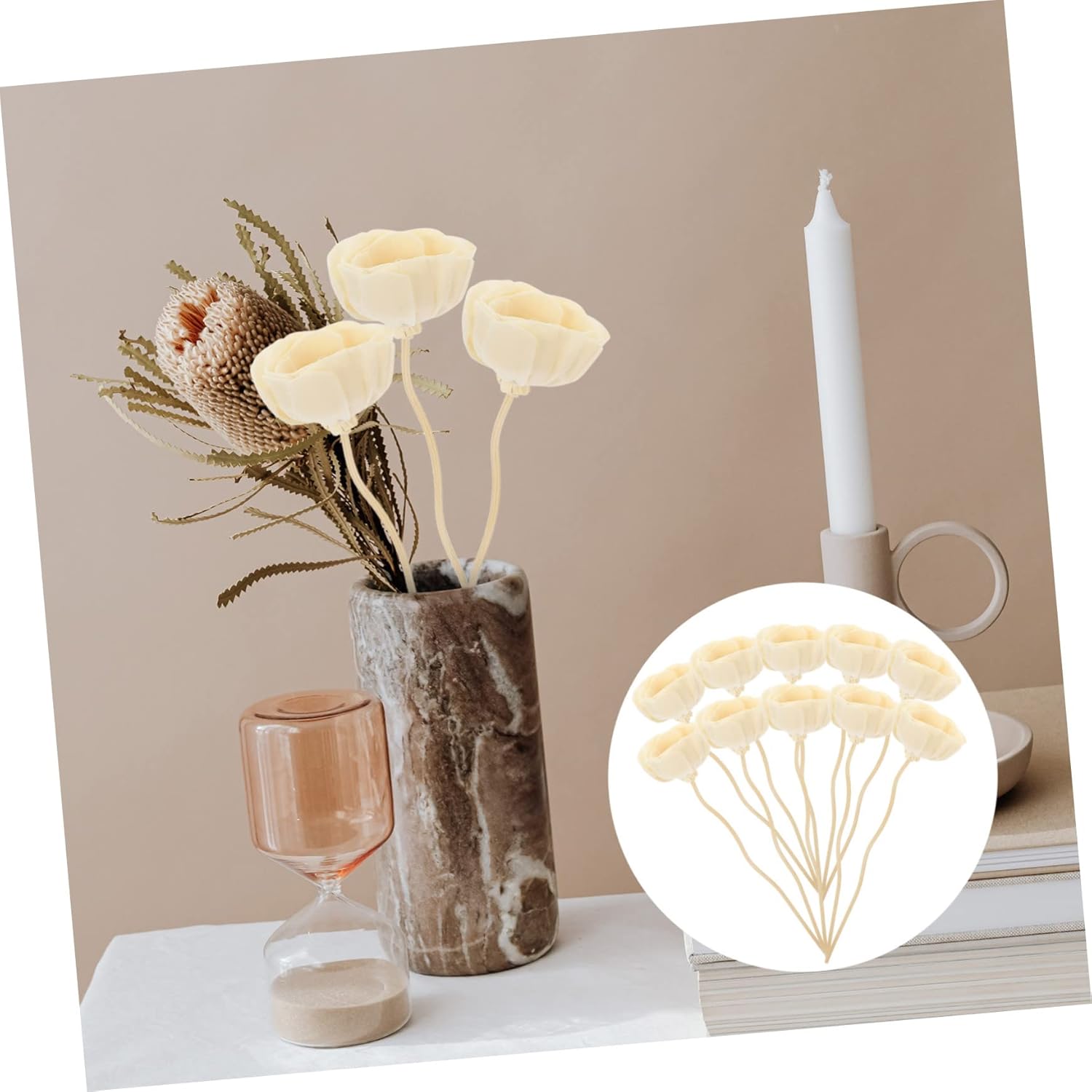 50pcs Flower Diffuser Sticks for Decorative Dried Floral Accessories for Bedroom Living Room Natural Fragrance