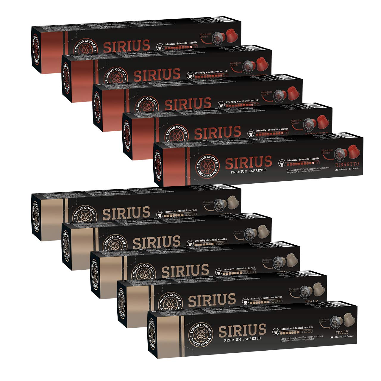 Sirius Premium Kapsül Kahve 10'lu Set (5x Italy, 5x Ristretto)