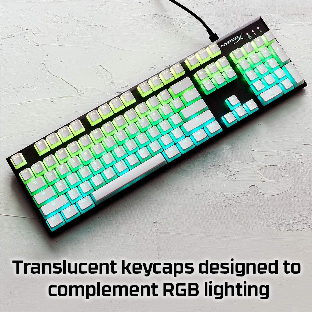 HyperX Double Shot PBT Keycaps 104 Mechanical Keycap Set White