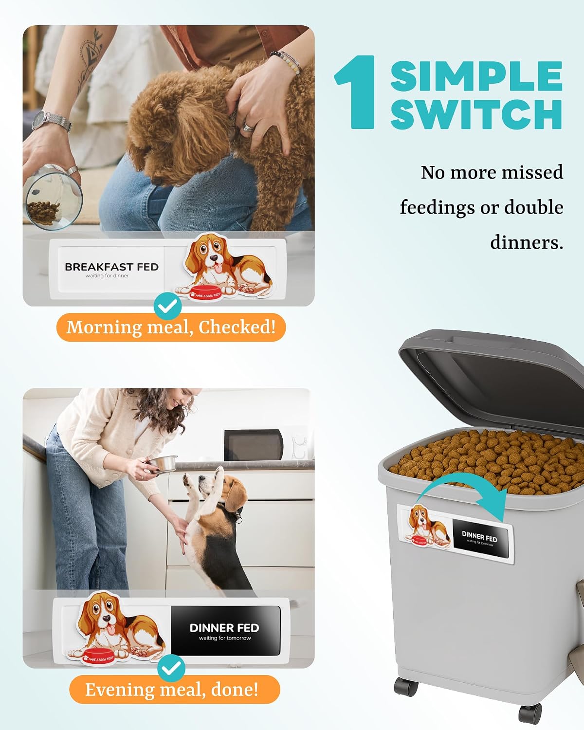 Dog Fed Sign, Dog Feeding Reminder (Beggin' Face)