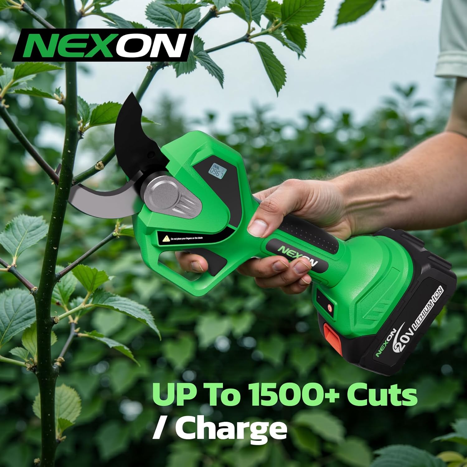 NEXON Cordless Electric Pruning Shears, 2-in-1 Tree Trimmer & Pole Pruner, 1.6" Cutting Capacity, 4000mAh Battery, Brushless Motor, Compatible for Makta 20V Battery, Garden Branch Cutter