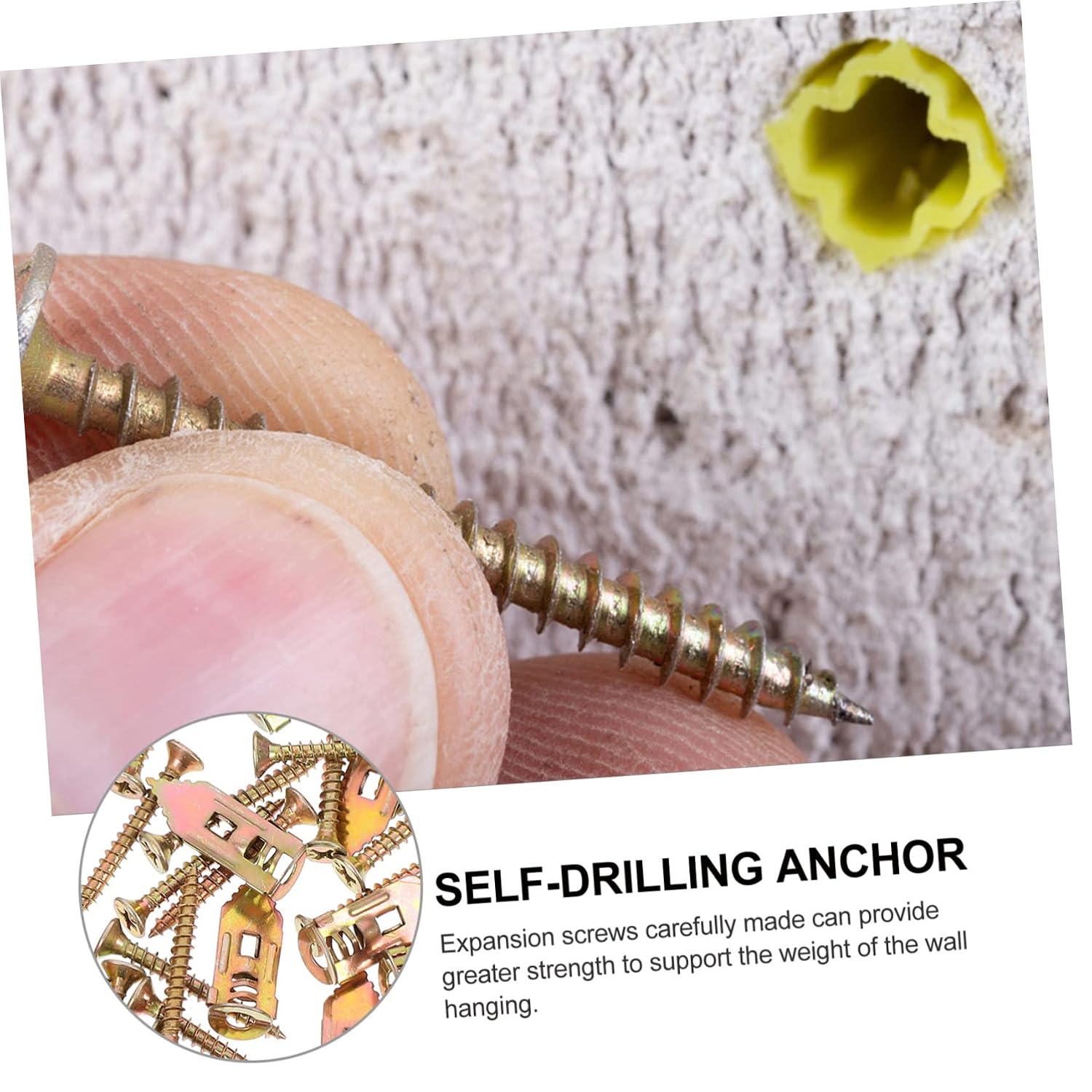 50pcs Self-Drilling Drywall Anchors Wall Anchors Expansion Screws Hollow Wall Quick Installation