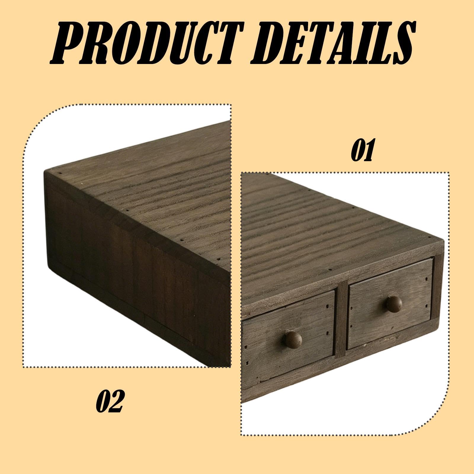 Schreibtisch Organizer Aus Holz mit Schublade Zur Aufbewahrung von Make Up, Dekorativer Ständer, Geeignet für Schlafzimmer, Büro, Wohnzimmer, 3 Schubladen