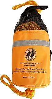 MUSTANG SURVIVAL - 75 FT. Throw Bag (one Size) - Mesh top, Retro Reflective Tape, Light Stick Holder