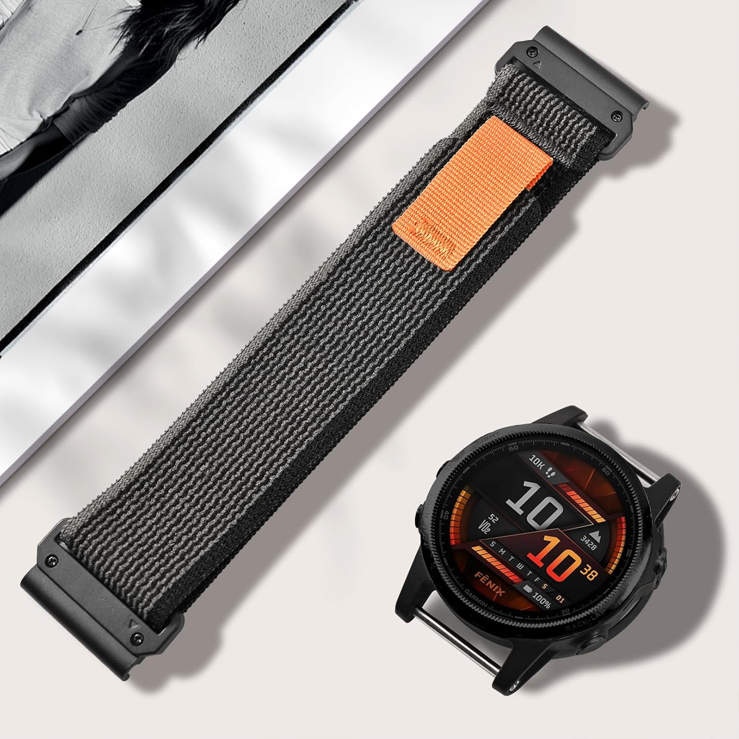 Trail Loop Nylon Quick Fit Watch Bands Compatible with Garmin Fenix 8 51mm/Enduro 3 51mm/Insintct 2X/Insintct 3 50mm Sloar,26mm Soft Adjustable Sport Strap for Fenix 7X/6X/5X Women Men - Image 2