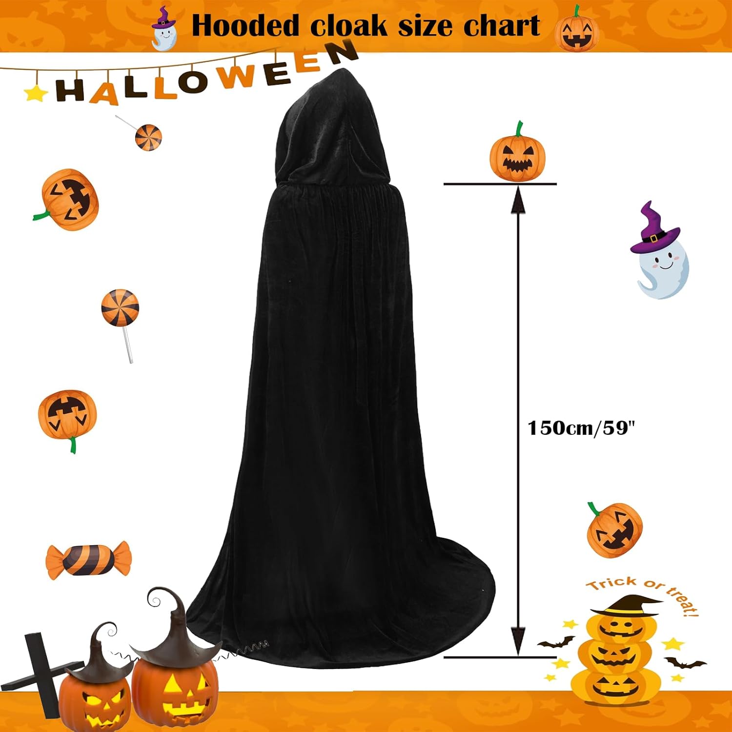 Maklulu Unisex Adults Hooded Cloak Halloween Cloak Long Velvet Cape Cosplay CostumeCostumes - Image 4