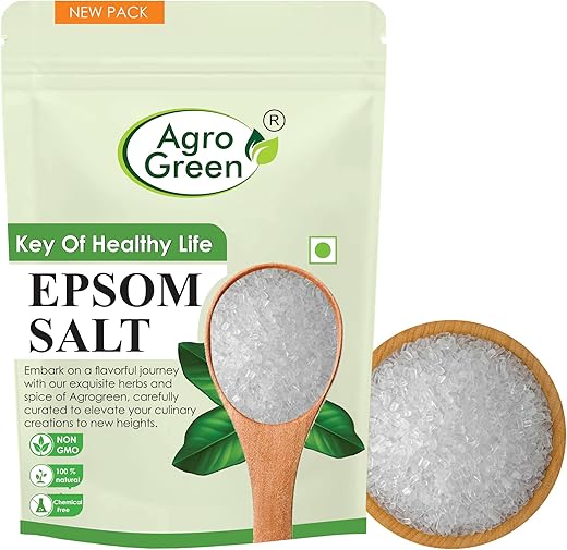 Agrogreen Epsom Bath Salt For Pain Relief – Epsom Salts For Feet Pain For Muscle Relief, Relieves Aches & Pain Epsom Bath Salt Crystal and Bath – (1 KG)