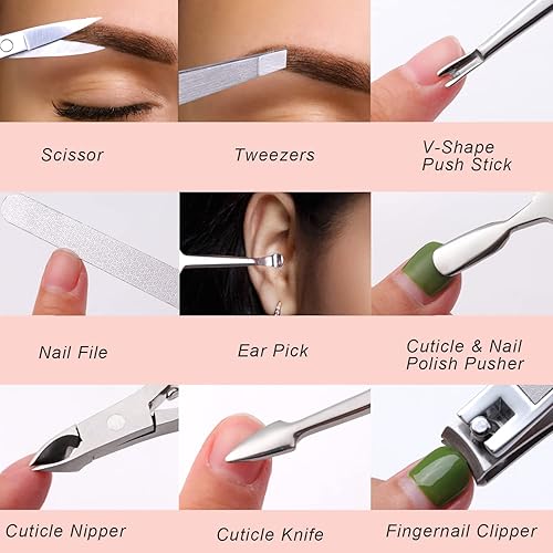 Miniatura 6 de Familife - Juego de manicura, kit de manicura profesional, 11 piezas, cortaúñas para mujeres, kit de regalo para ella y