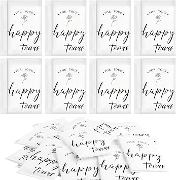 Ohuimrt Happy Tears Tissues for Wedding, 60 Packs, 3 Ply | Bulk for Guests, Individual Pocket Tissue Pack, For Welcome Favor Bag Wedding Gift