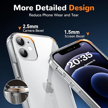 Clear Case for iPhone 12 Mini, Ultra Thin, Shockproof TPU Cover, Anti-Yellowing, Crystal Clear, Phone Case for Apple iPhone 12 Mini - Clear