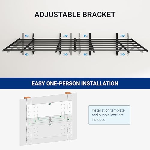 Miniatura 5 de FLEXIMOUNTS Estantería de pared de almacenamiento de garaje resistente de 2 x 6 pies, capacidad de peso total de 1600 libras, paquete de 2 estantes