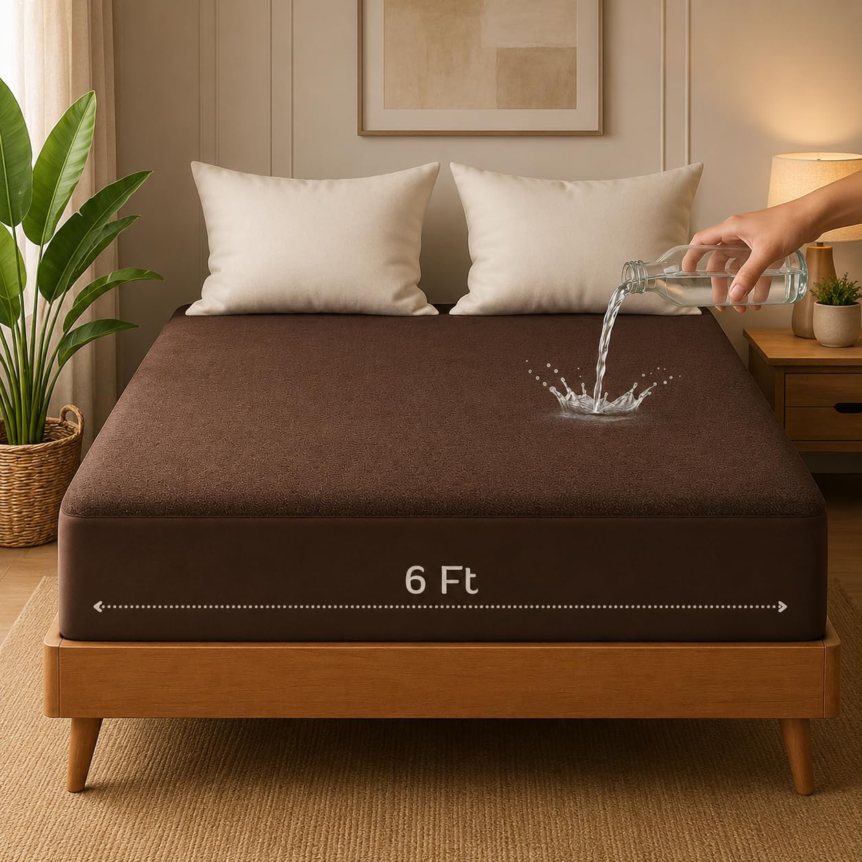 Baroon Waterproof Fitted Mattress Protector, 6 Ft | Soft Terry Cotton Feel, Anti-Spill Protection, Washable, For Home Hotel Bedroom-image-17