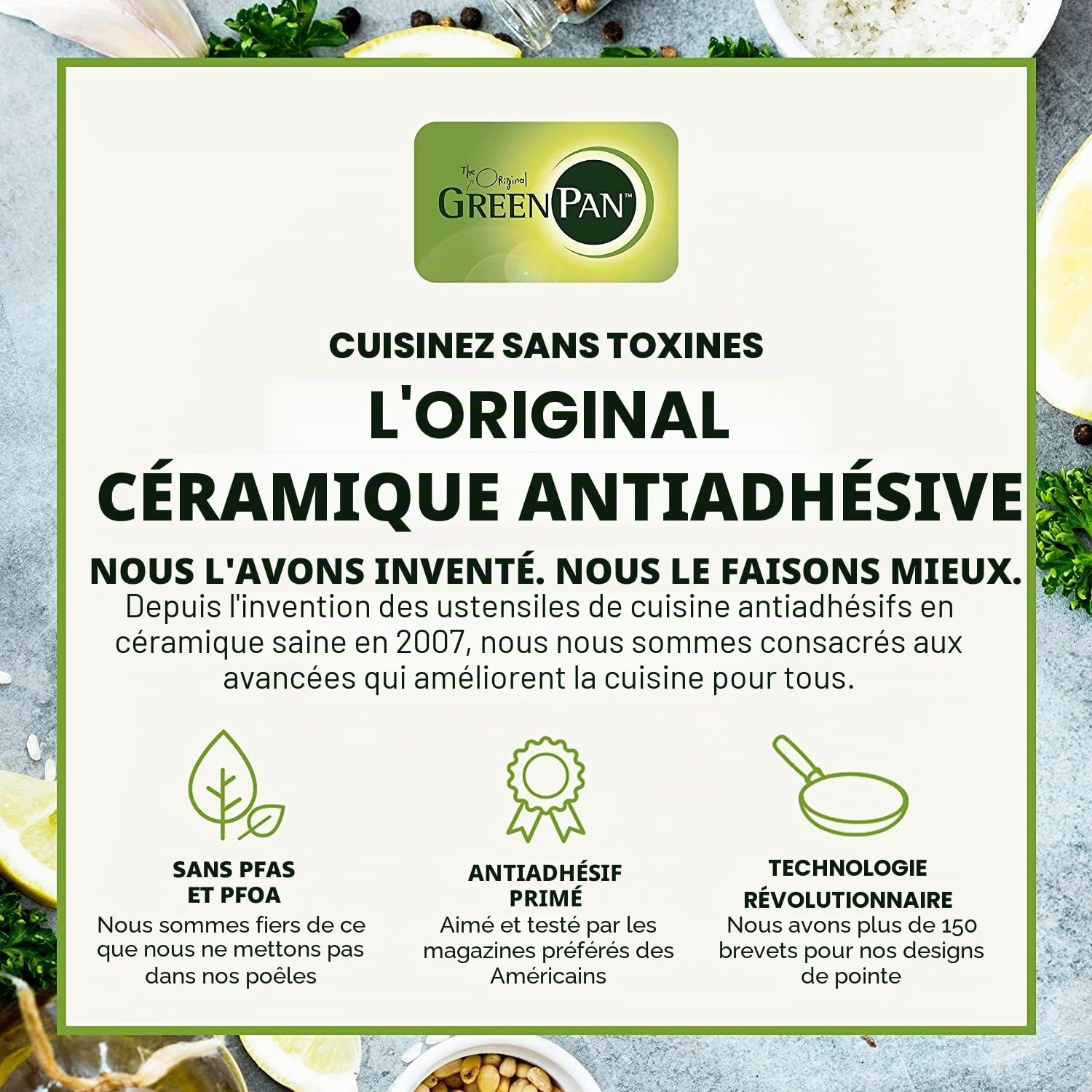 GreenPan Memphis Lot de 20 casseroles et poêles en céramique antiadhésives, sans PFAS, à induction, passe au lave-vaisselle, au four, noir
