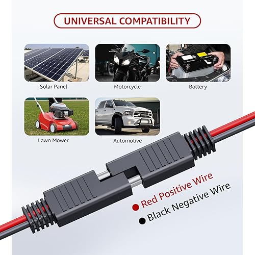 Miniatura 4 de MADCATZ Cable de extensión de conector SAE de 2 pines de 1 pie a 16 AWG, conector rápido SAE para automoción, panel solar, batería, enchufe SAE (5