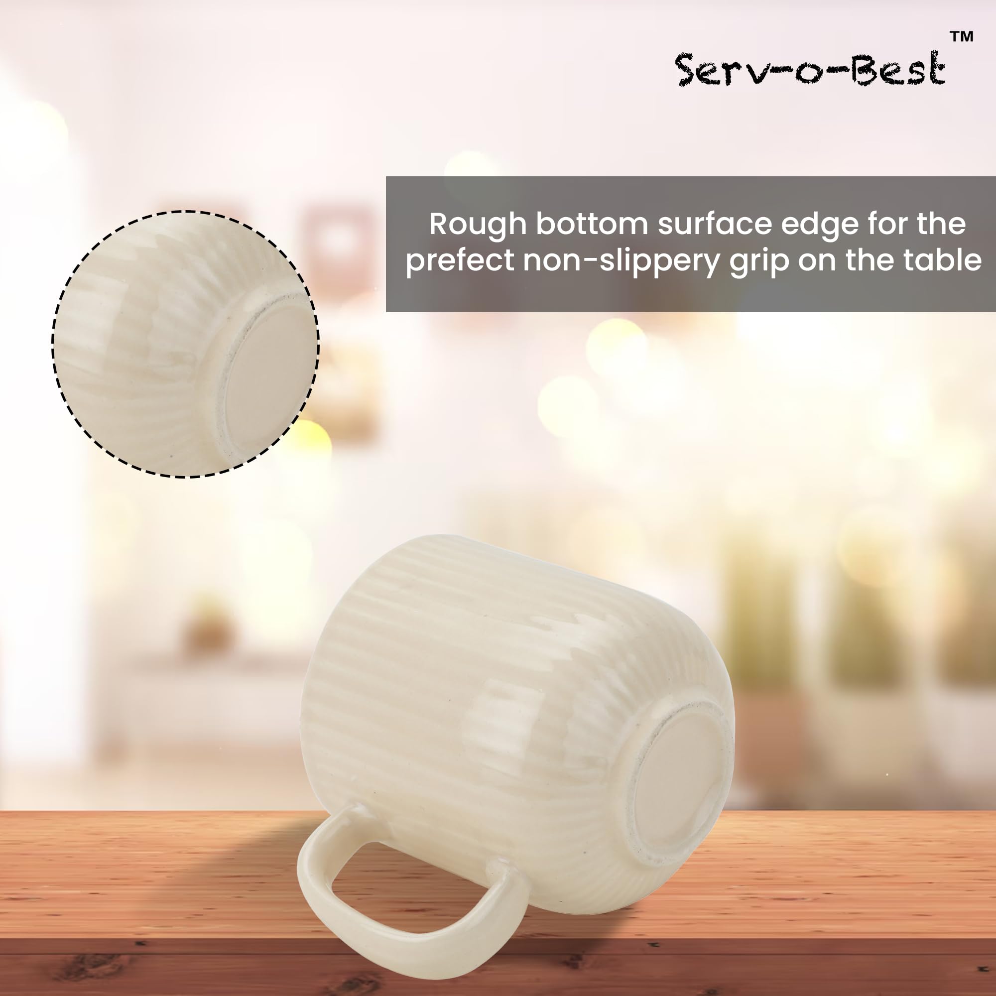 Handmade Ceramic 2 Coffee Mugs & 1 Serving Tray Set, 8 Oz Mug Capacity and 9