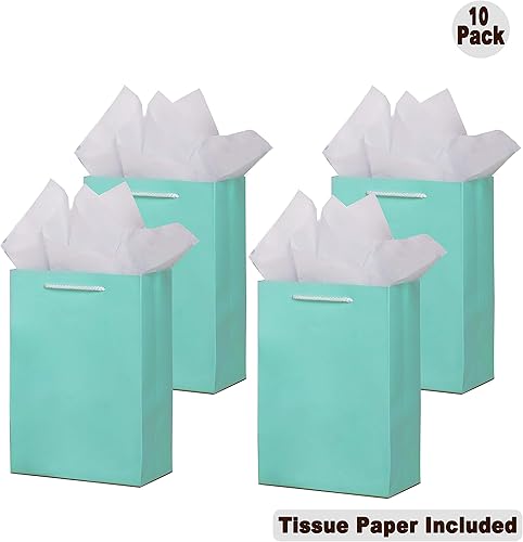 Miniatura 5 de 10 bolsas de regalo con papel de seda de 8 x 4 x 11 pulgadas.