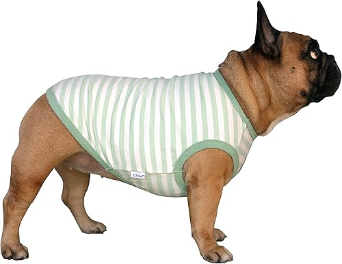 Miniatura 2 de iChoue - Camisetas de algodón 100% transpirable con rayas para bulldog francés, vestimenta de Halloween para perros pequeños, camisetas sin mangas