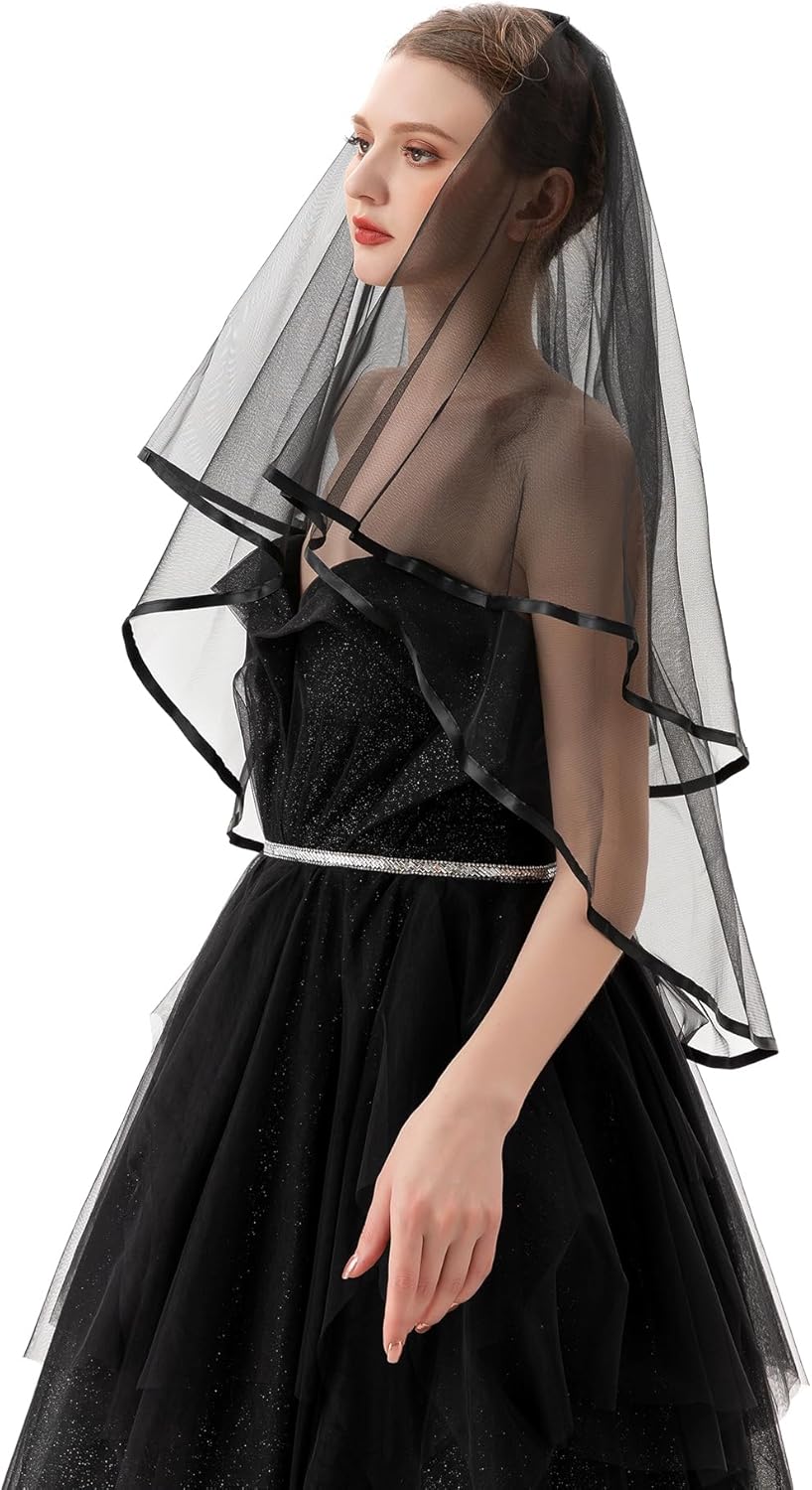 PAMOR 2 Tier Lace Veil Cathedral Tulle Sheer Wedding Halloween Party Costume Veil for Bride With Comb - Image 7