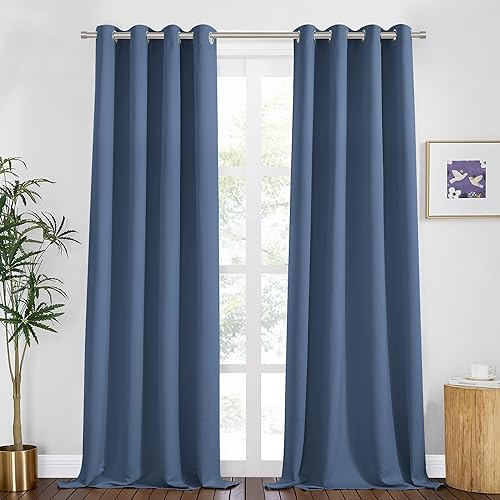 Vista 305 de PONY DANCE - Cortinas opacas con ojales, se venden como 2 piezas Blanco grisáceo