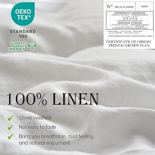 Miniatura 2 de Simple&Opulence Juego de sábanas 100% lino, 4 piezas, estilo básico, bolsillo profundo, lino natural lavado francés, color sólido, suave,