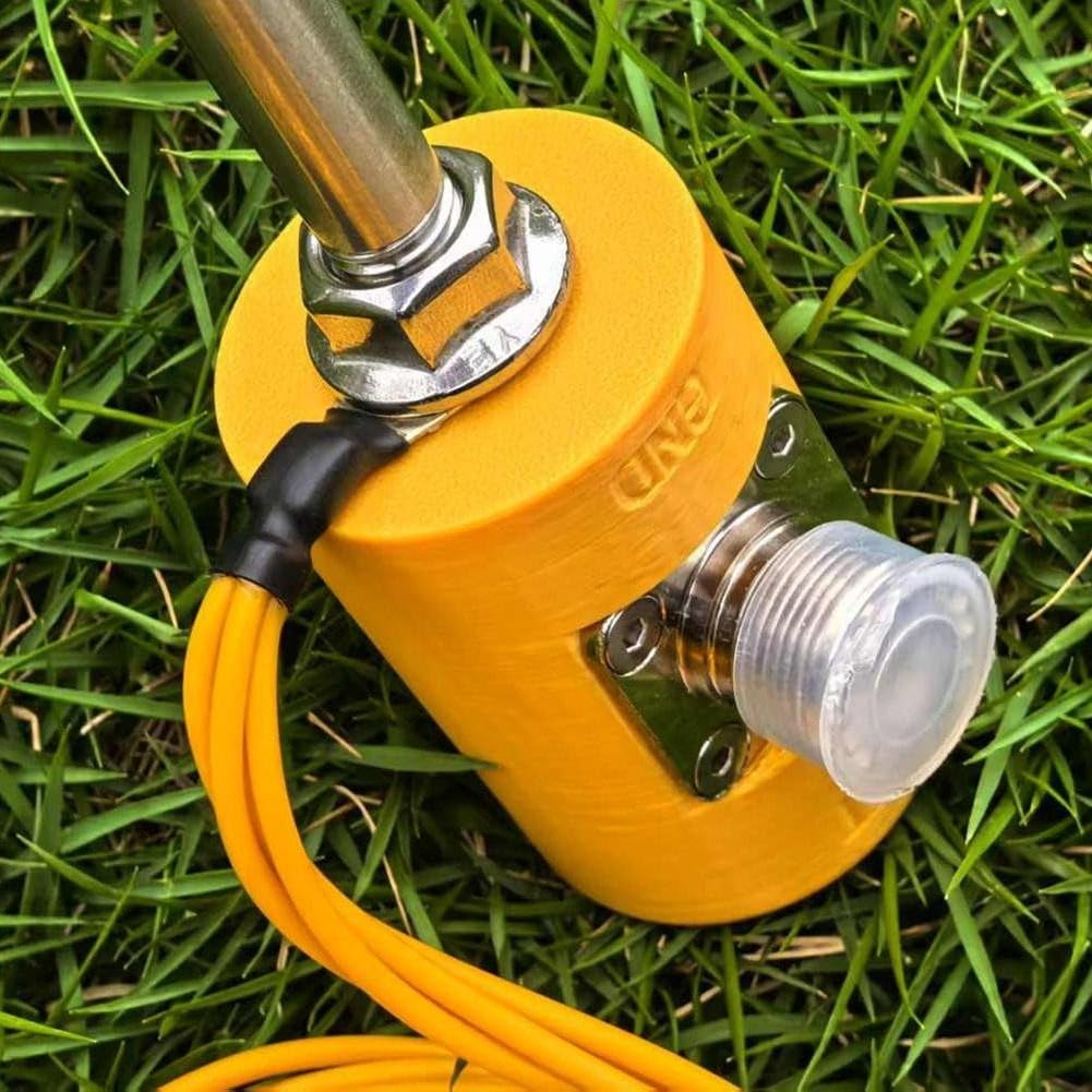 MA-05 Teleskop-Kurzwellen-Antennenfuß-Set mit Erdspieß, M10-Gewinde-Antennenfuß mit SO239-Adapter für Kurzwellen-Funkanwendungen, tragbarer HF-Antennensockel, Gelb + Gitter + Stab)